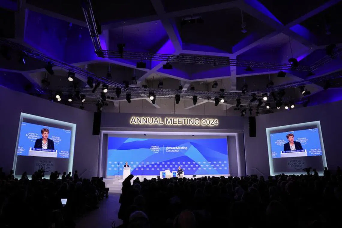 Switzerland's President Viola Amherd speaks during the the 54th annual meeting of the World Economic Forum in Davos, Switzerland, January 16, 2024. REUTERS/Denis Balibouse