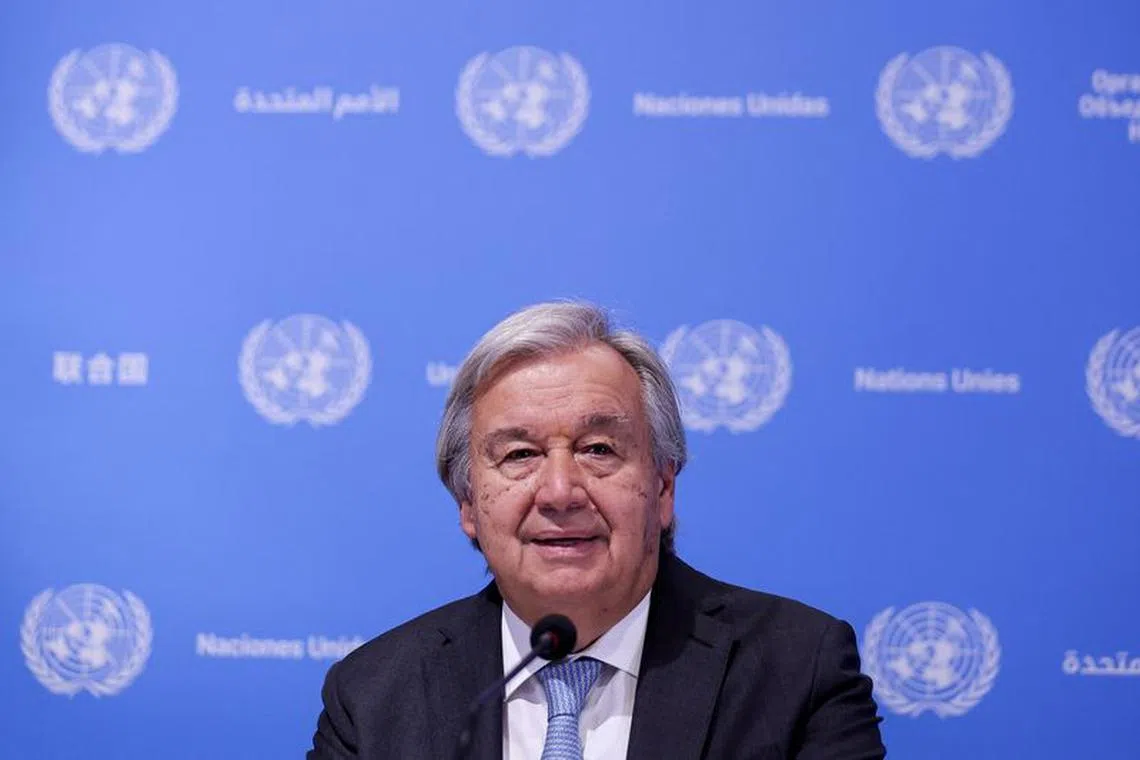UN Secretary-General Antonio Guterres holds a press conference, ahead of G20 Summit in New Delhi, India, September 8, 2023. REUTERS/Anushree Fadnavis/File photo
