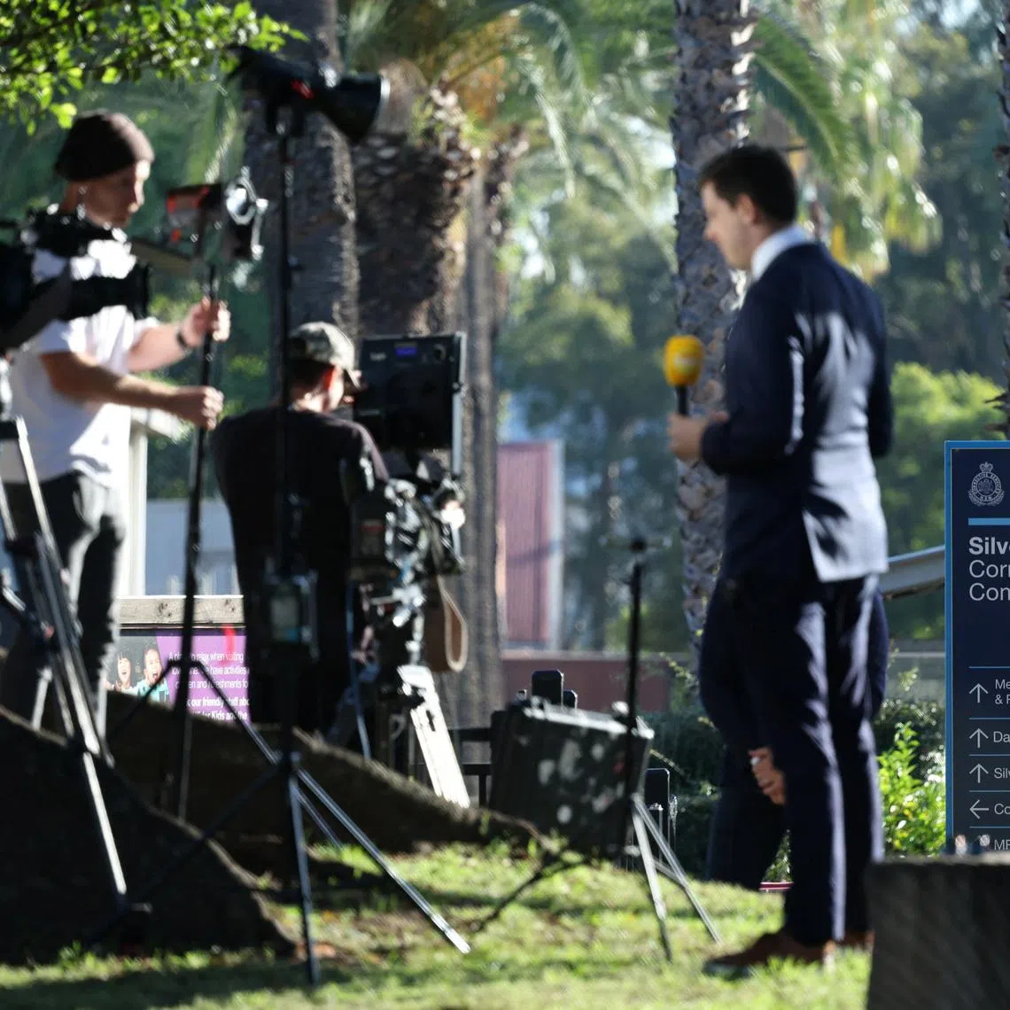 The media waiting outside Silverwater Correctional Complex after former Australian Defence Force soldier Ben Roberts-Smith was charged, on April 8.