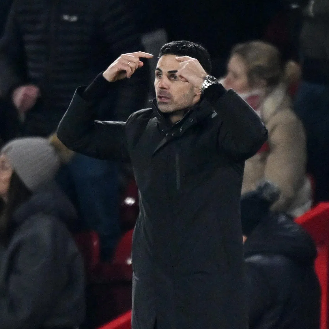 Soccer Football - Premier League - Nottingham Forest v Arsenal - The City Ground, Nottingham, Britain - January 17, 2026 Arsenal manager Mikel Arteta reacts REUTERS/Dylan Martinez