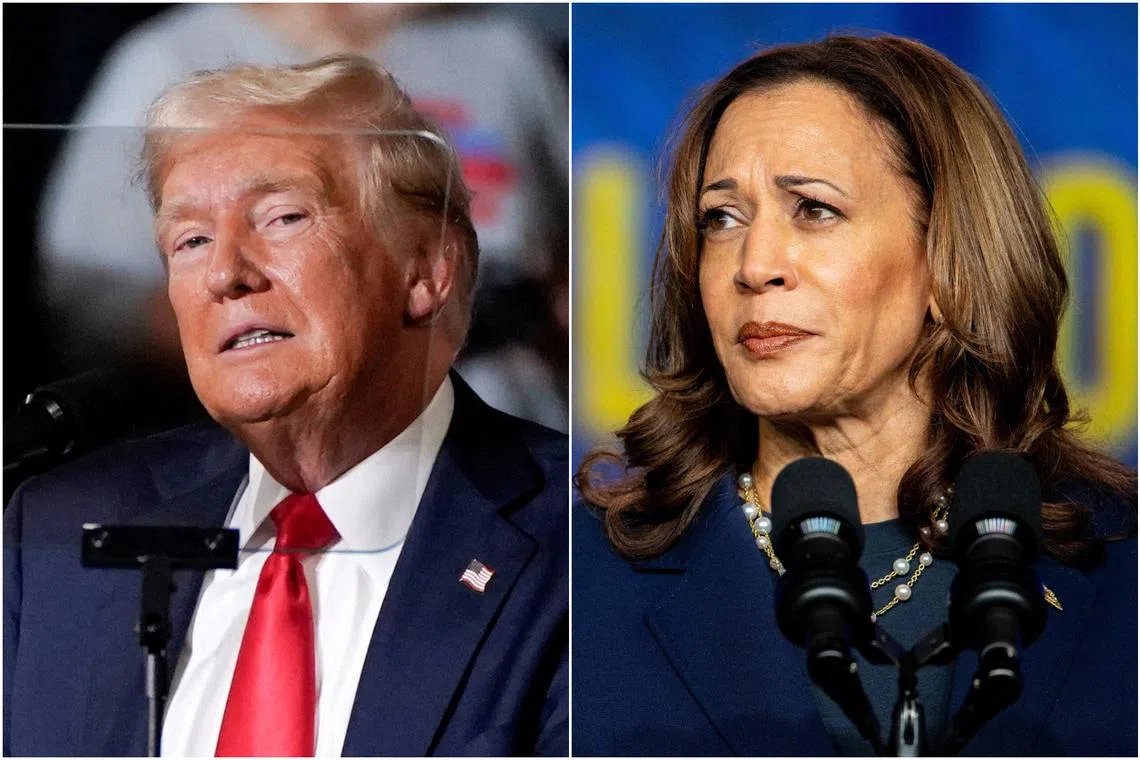 US V-P Kamala Harris said that former US president Donald Trump had put on the “same old show” of “divisiveness and disrespect”.
