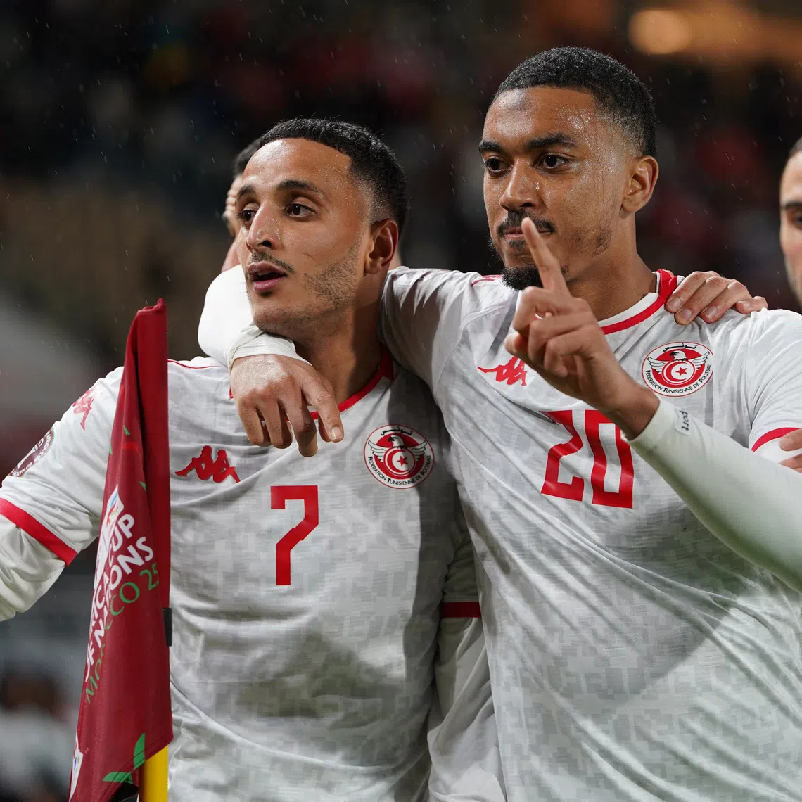 Soccer Football - CAF Africa Cup of Nations - Morocco 2025 - Group C - Tunisia v Uganda - Prince Moulay Abdellah Stadium, Rabat, Morocco - December 23, 2025 Tunisia's Mohamed Elias Achouri celebrates scoring their third goal Yan Valery REUTERS/Stringer