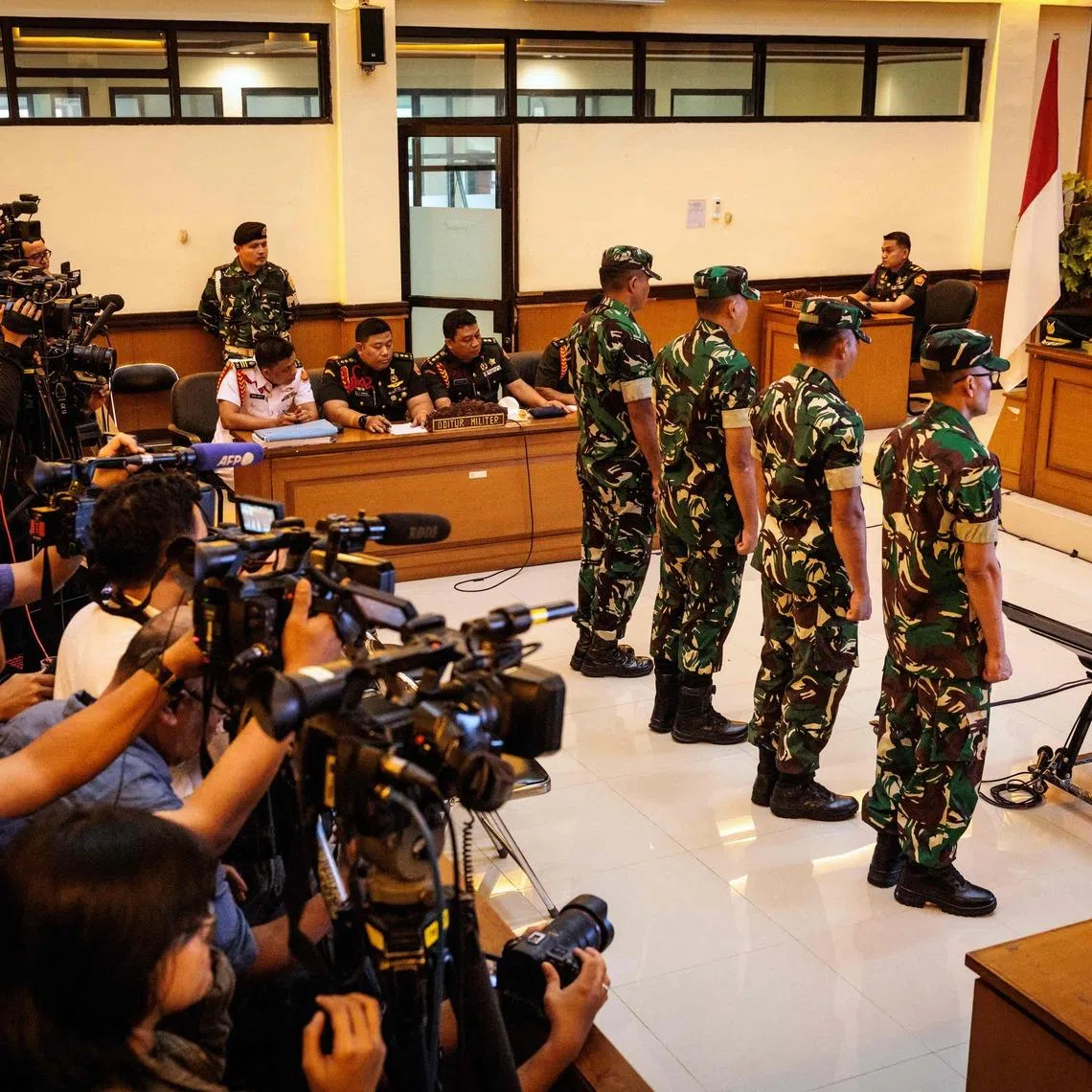 The four soldiers were found guilty of premeditated assault for the attack in March that left Andrie Yunus, 27, blind in one eye.