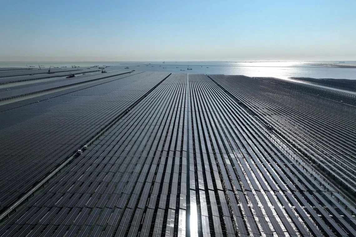 A construction site for a photovoltaic project in Lianyungang in eastern China’s Jiangsu province.