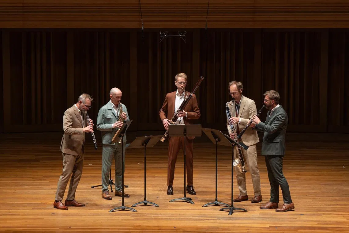 Comprising musicians Oliver Boekhoorn, Raaf Hekkema, Alban Wesly, Jelte Althuis and Bart de Kater, Calefax Reed Quintet put on a concert at the Conservatory Concert Hall on Sept 12. 