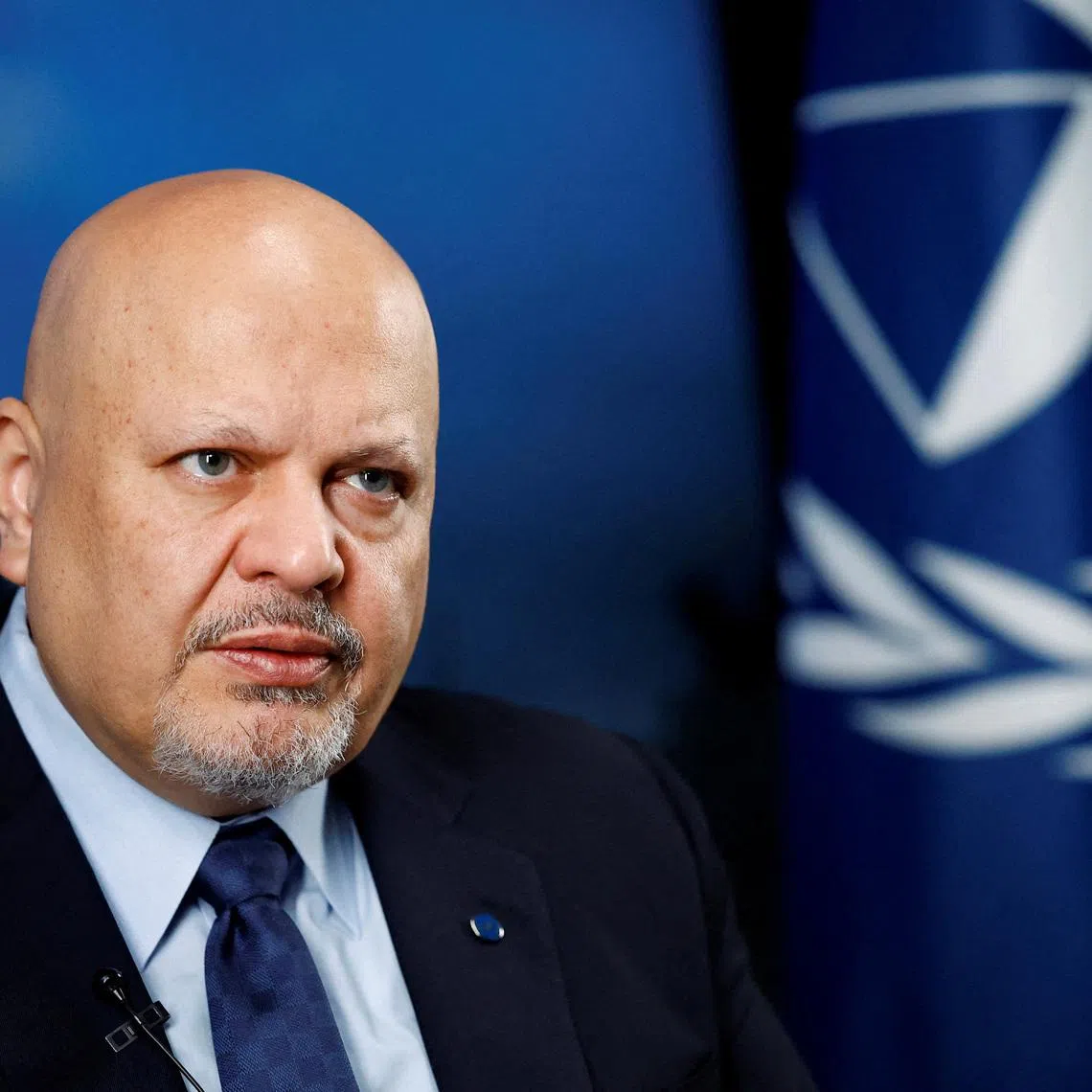 FILE PHOTO: International Criminal Court (ICC) Prosecutor Karim Khan attends an interview with Reuters in The Hague, Netherlands January 16, 2025. REUTERS/Piroschka van de Wouw/File Photo