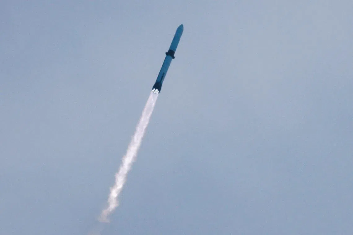 A Blue Origin New Glenn rocket lifts off from the Cape Canaveral Space Force Station in Florida on April 19