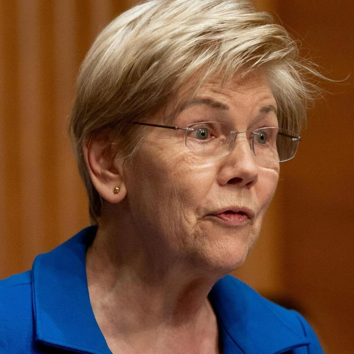 Senator Elizabeth Warren, a Democrat from Massachusetts and ranking member of Senate Banking, Housing, and Urban Affairs Committee, speaks during a hearing in Washington, DC, on Feb 12, 2026.