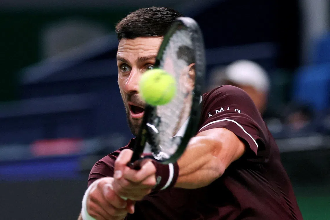 Tennis - ATP Masters 1000 - Shanghai Masters - Qizhong Forest Sports City Arena, Shanghai, China - October 9, 2026 Serbia's Novak Djokovic in action during his round of 64 match against Poland's Hubert Hurkacz REUTERS/Tyrone Siu
