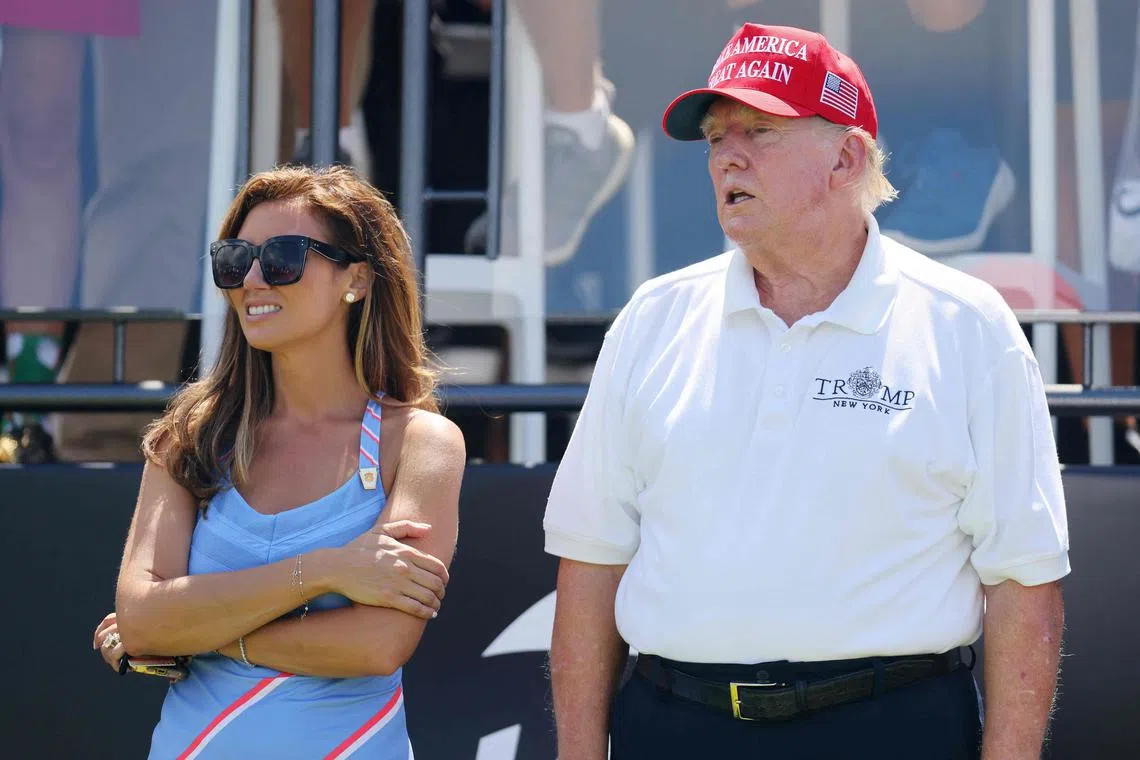Former president Donald Trump and Attorney Alina Habba at a recent golf event in Bedminster, New Jersey.
