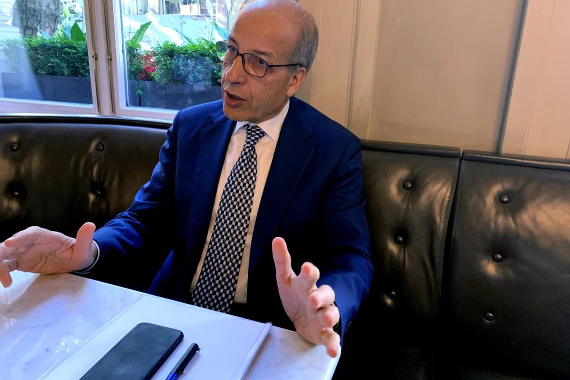 Libyan Central Bank Governor Sadiq al-Kabir talks during an interview with Reuters in London, Britain July 24 2019. Picture taken July 24, 2019. REUTERS/ Aidan Lewis/File Photo