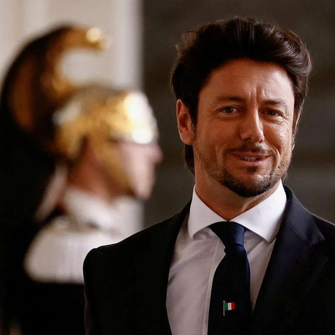 FILE PHOTO: Andrea Giambruno, partner of Italy's new Prime Minister Giorgia Meloni, arrives at the Quirinale Presidential Palace for the swearing-in ceremony of Italy's new government, in Rome, Italy October 22, 2022. REUTERS/Yara Nardi/File Photo