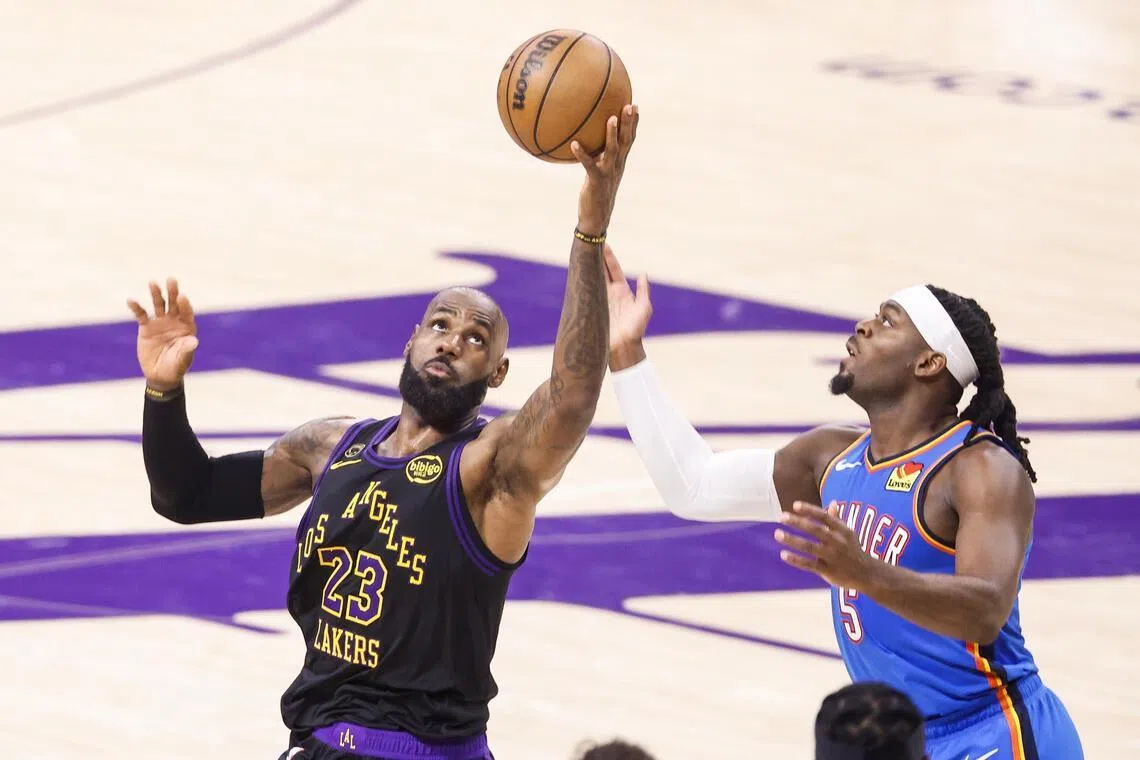 LeBron James (left) is now out of contract with the Lakers and will head into the off season as a free agent with uncertainty swirling around his future.