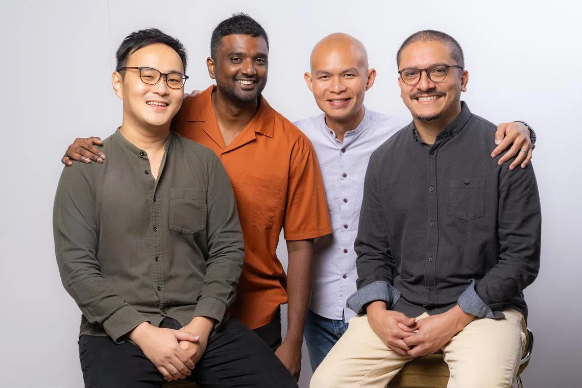The musicians who make up Singaporean jazz fusion group RaghaJazz include (from left to right) Joel Chua, Raghavendran Rajasekaran, Lee Jit Seng and Tim De Cotta.