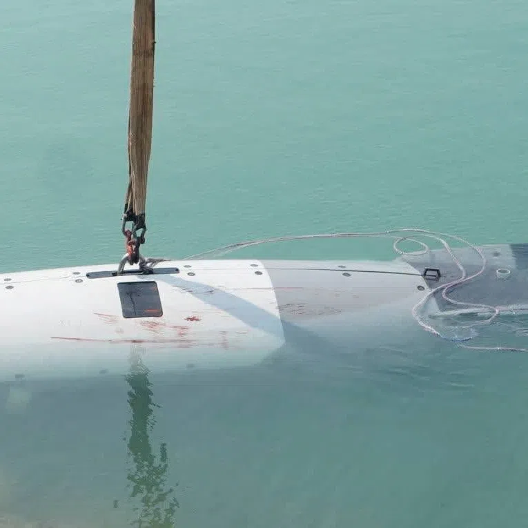An unmanned US submersible that Iran’s Islamic Revolutionary Guard Corps says it captured at the entrance of the Strait of Hormuz.