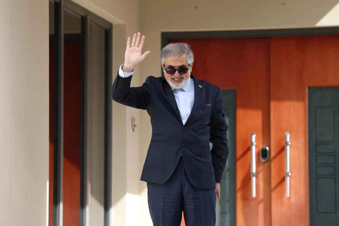 Iranian ambassador to Australia Ahmad Sadeghi waving outside his residence on Aug 28 after being expelled from the country.