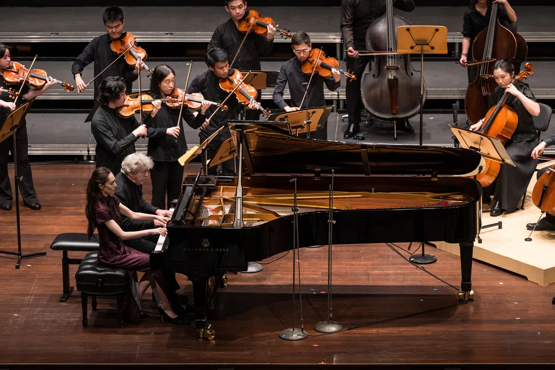 French pianist Pascal Roge (right) and his wife Elena Font played a varied programme with re:Sound orchestra.
