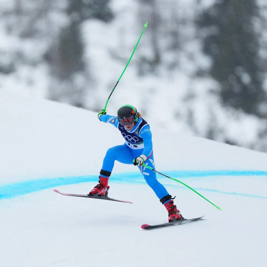 Milano Cortina 2026 Olympics - Alpine Skiing - Women's Downhill 3rd Official Training - Tofane Alpine Skiing Centre, Belluno, Italy - February 07, 2026. Sofia Goggia of Italy in action REUTERS/Aleksandra Szmigiel