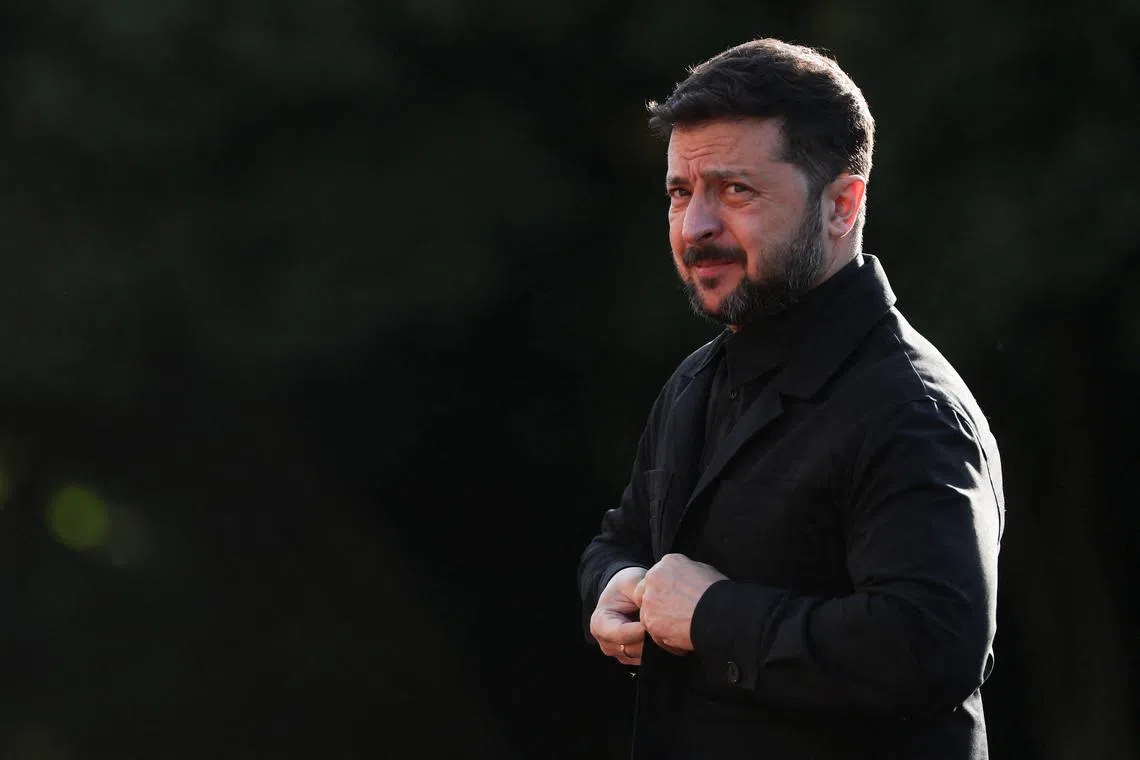 Ukraine's President Volodymyr Zelenskiy arrives at a dinner for NATO heads of states and government hosted by Dutch King Willem-Alexander and Dutch Queen Maxima, on the sidelines of a NATO Summit, at Huis ten Bosch Palace in The Hague, Netherlands June 24, 2025. REUTERS/Christian Hartmann