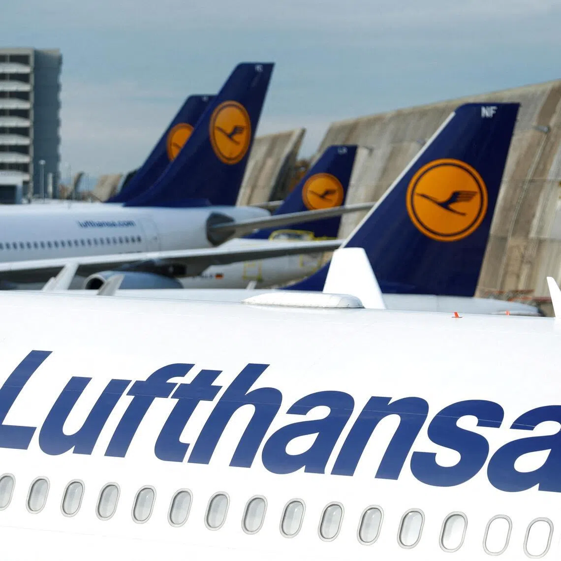Lufthansa airplanes are seen parked on the tarmac during a strike of cabin crew union (UFO) at Frankfurt airport, Germany November 7, 2019.