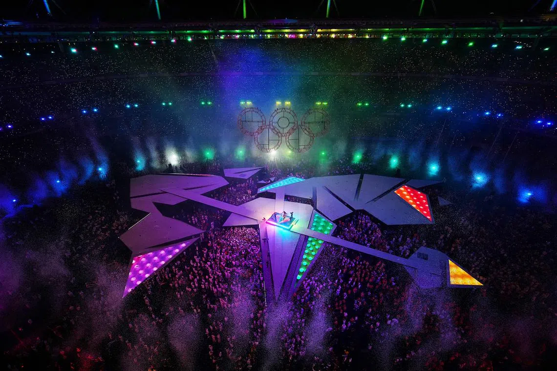 The band Phoenix performing during the closing ceremony of the Paris Olympics at the Stade de France on Aug 11, 2024.