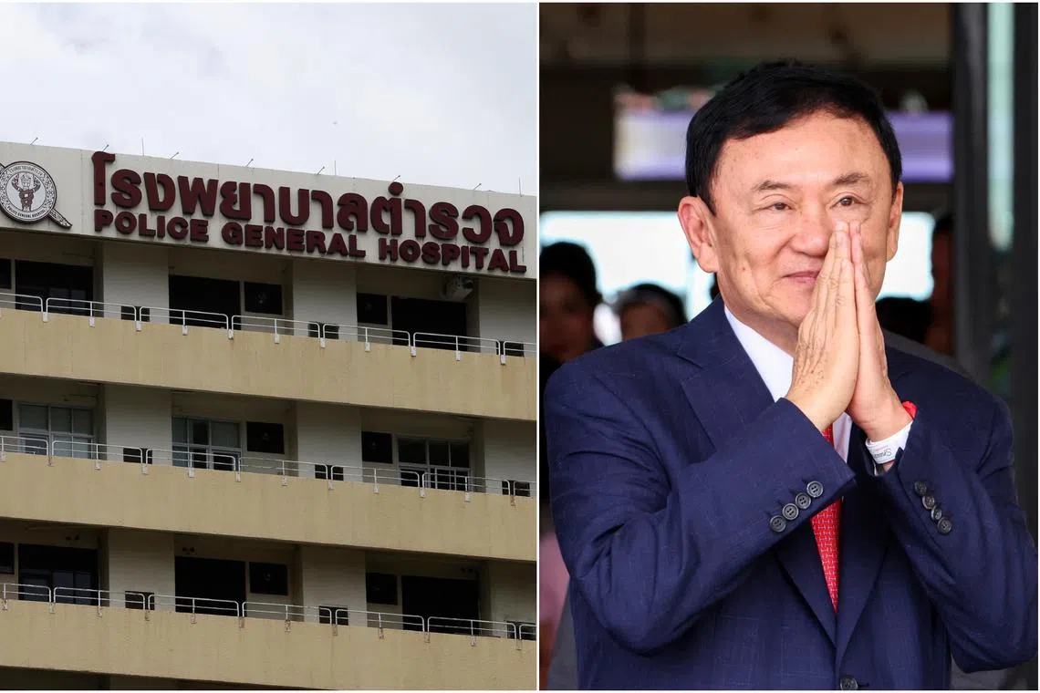 Former Thai PM Thaksin Shinawatra was transferred to The Police General Hospital after heart and blood pressure concerns in Bangkok, on Aug 23.