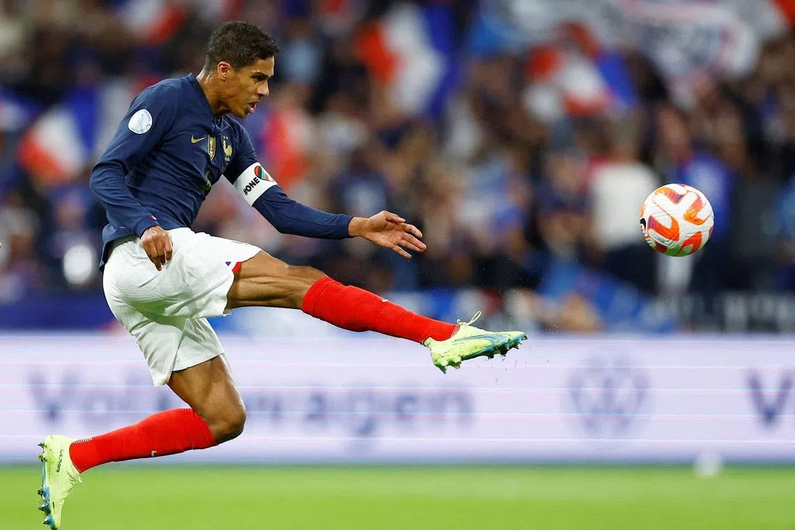 France's Raphael Varane in action.
