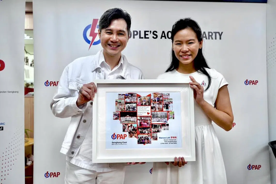 Mrs Bernadette Giam has been appointed as the new chairperson of its Sengkang East branch, replacing outgoing Mr Marcus Loh (left). 