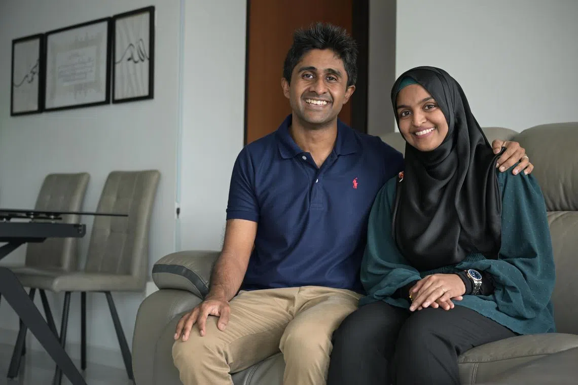 Ms Nisa Maideen and Mr Mohamed Razeen say that their journey to overcome painful sex brought them closer. ST PHOTO: NG SOR LUAN
