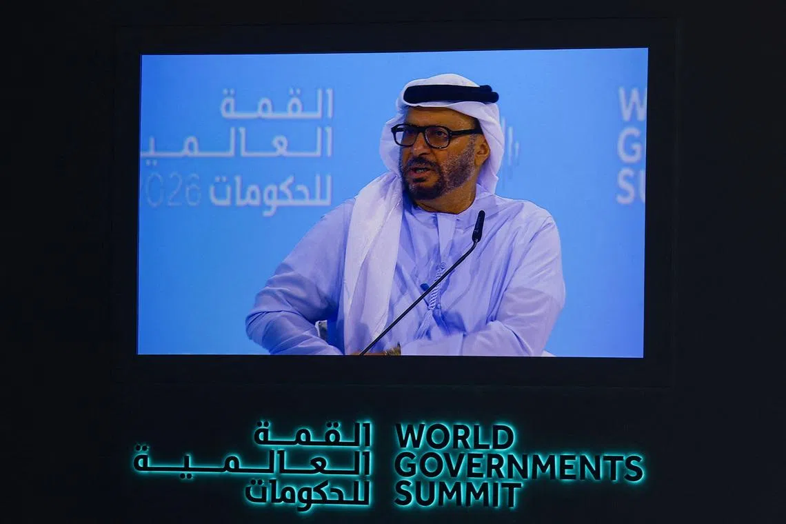 Diplomatic advisor to the UAE president, Anwar Gargash speaks at the World Governments Summit, in Dubai, United Arab Emirates, February 3, 2026. REUTERS/Rula Rouhana