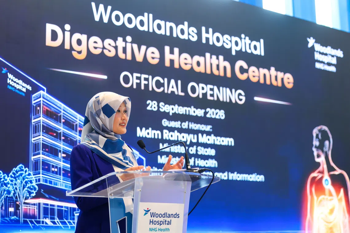Minister of State for Health Rahayu Mahzam speaking at the official opening ceremony of the new health centre.