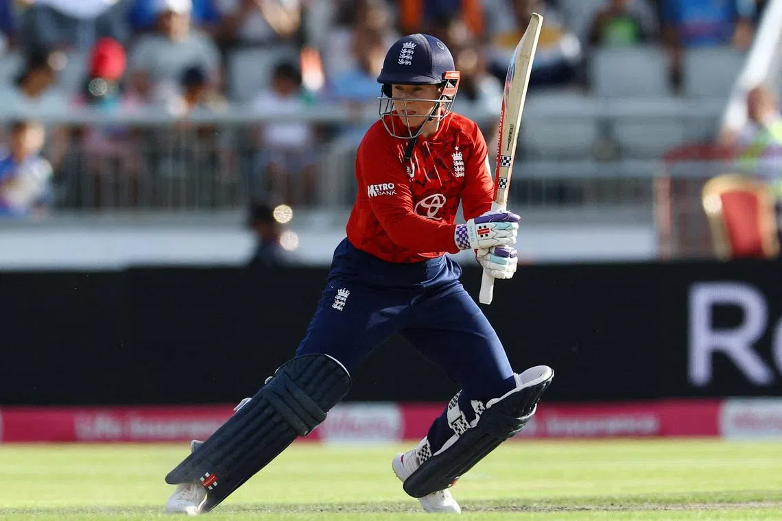 FILE PHOTO: Cricket - Fourth Women's Twenty20 International - England v India - Old Trafford Cricket Ground, Manchester, Britain - July 9, 2025 England's Tammy Beaumont in action Action Images via Reuters/Andrew Boyers/File Photo