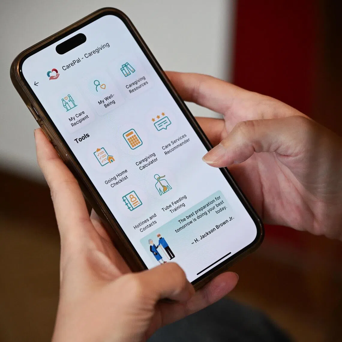 ST20250916_202588000200 Kua Chee Siong/ azcarers16/?
Tan Tock Seng Hospital launches Project Carer Matters 2 to strengthen its support and assistance for caregivers, leveraging on technology enablers such as a comprehensive mobile application and a smart patient monitoring solution.

The CarePal mobile feature, within the NHG Health application, which provides caregivers with reliable resources and information on care management - such as a caregiving calculator with a drop-down menu of common and essential caregiving items and services together with the pricing - and a falls prediction and detection sensor which can ?be placed at homes and uses thermography, machine learning, and image processing.