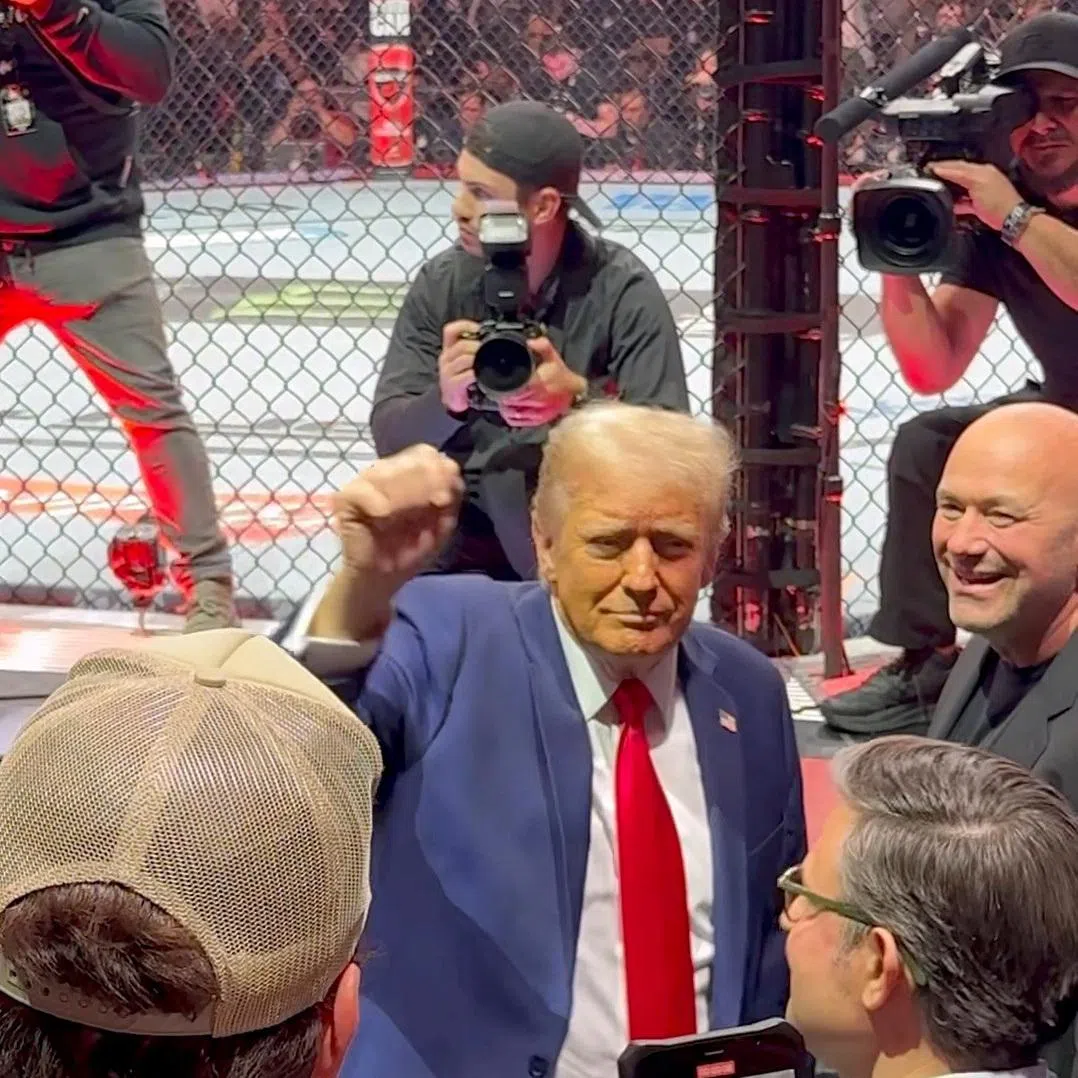 US President Donald Trump arrives to attend an Ultimate Fighting Championship at Madison Square Garden in November 2024.
