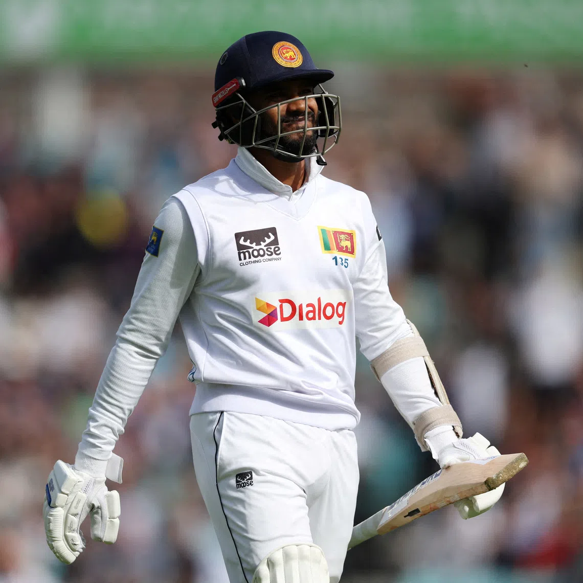 FILE PHOTO: Cricket - Third Test - England v Sri Lanka - The Oval, London, Britain - September 8, 2024 Sri Lanka's Dhananjaya de Silva walks back to the pavilion after losing his wicket, caught out by England's Shoaib Bashir off the bowling of Josh Hull Action Images via Reuters/Paul Childs/File Photo