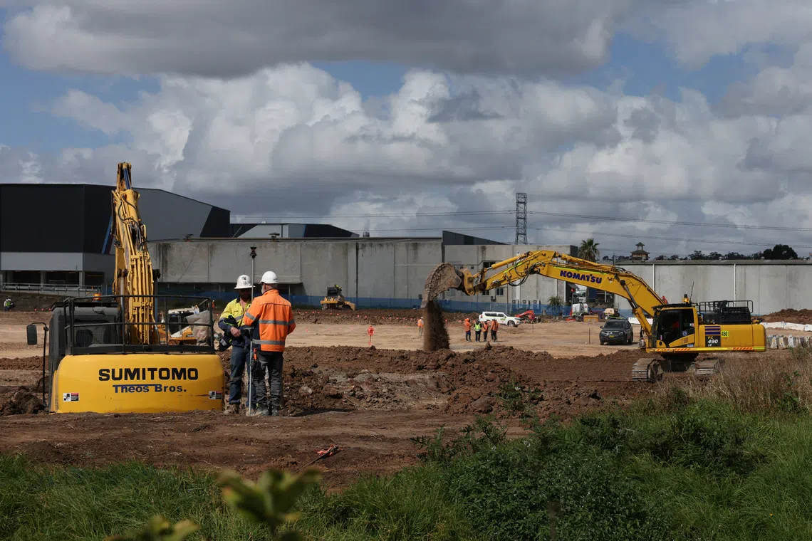 People work at a site of a new Amazon data centre that is under construction in western Sydney, Australia, September 5, 2025. REUTERS/Hollie Adam