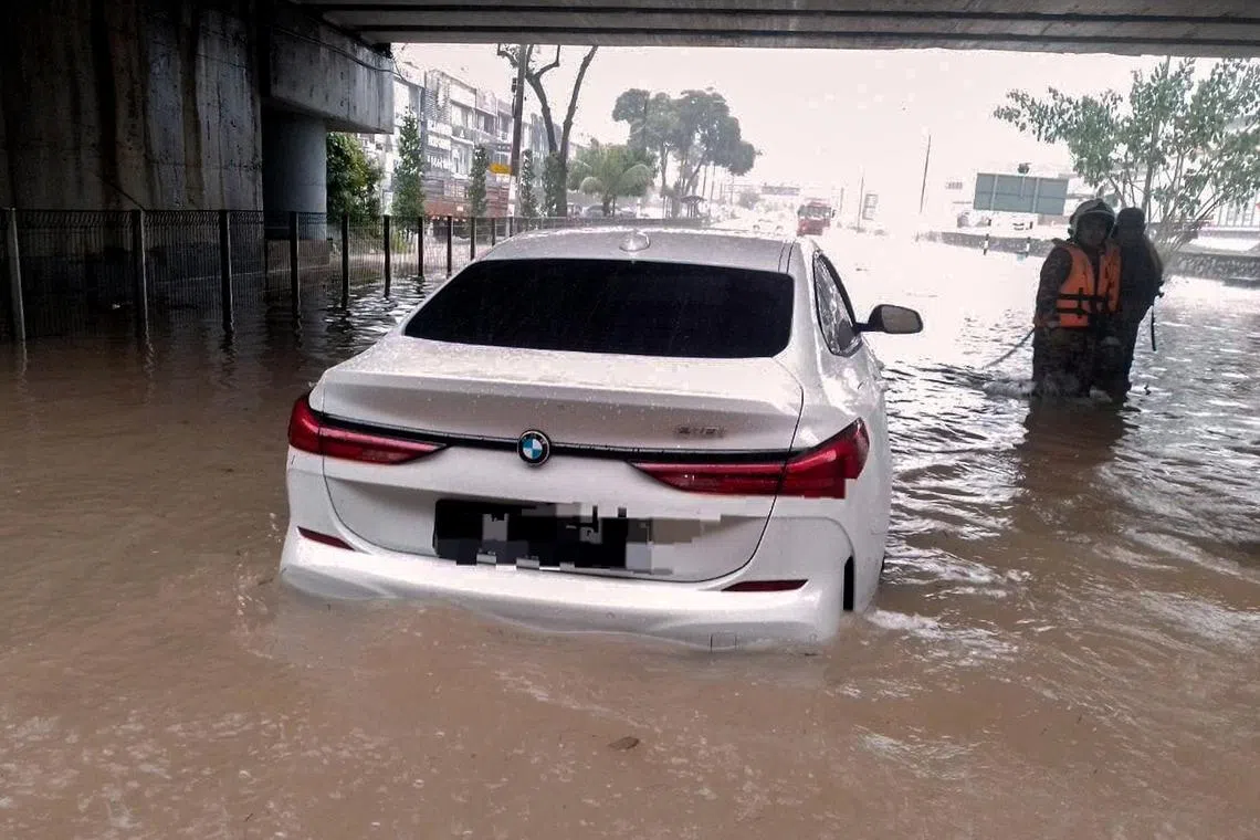 Flash floods have hit 11 locations around Johor Bahru.