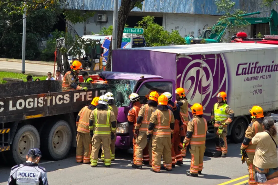 SCDF used hydraulic equipment to release the victim, who was pinned to his seat. The man was pronounced dead at the scene.