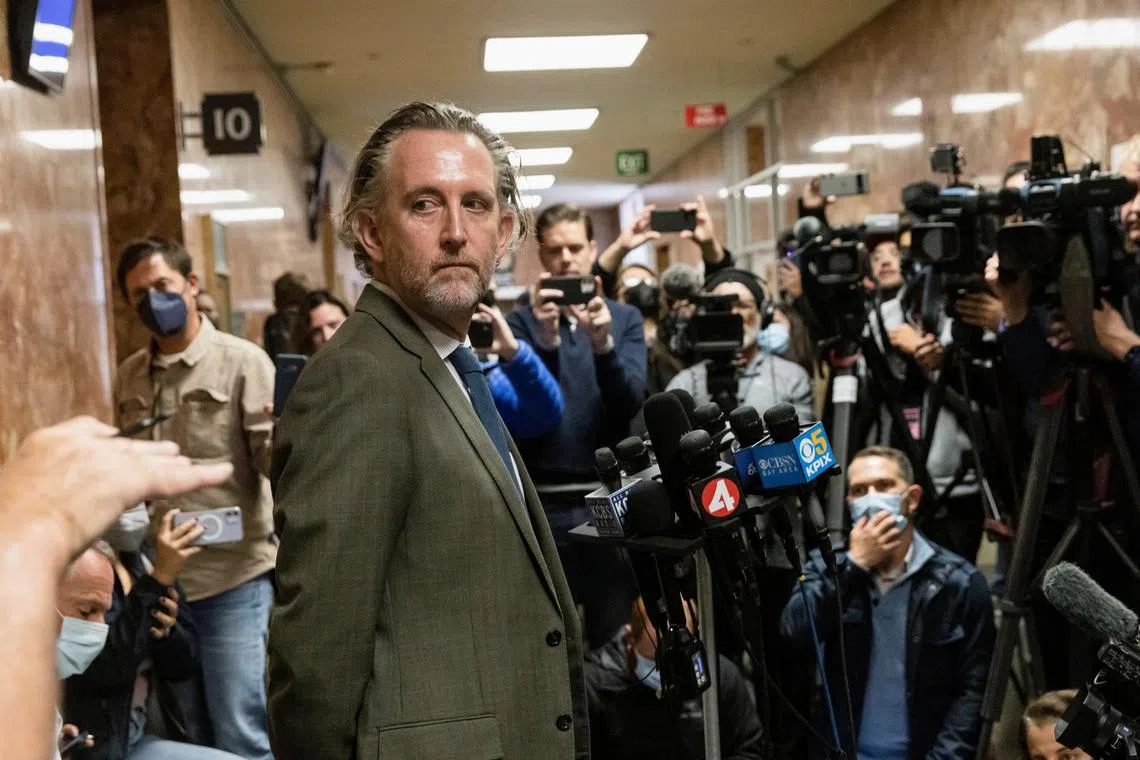 Public defender Adam Lipson speaks with the media after the arraignment hearing for suspect David Wayne DePape.