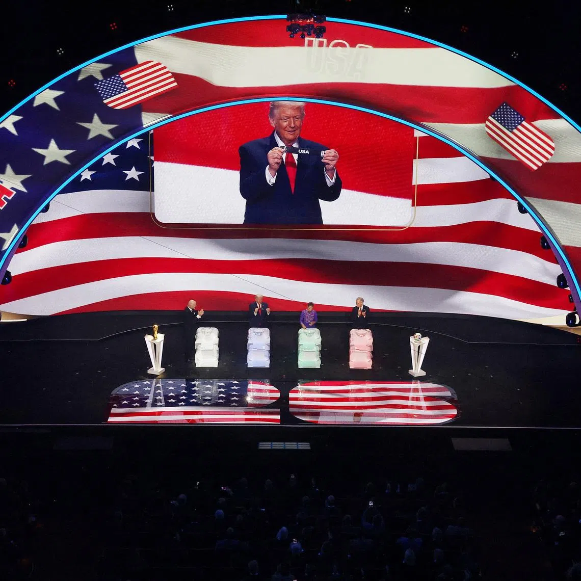 U.S. President Donald Trump draws USA during the FIFA World Cup 2026 draw REUTERS/Carlos Barria