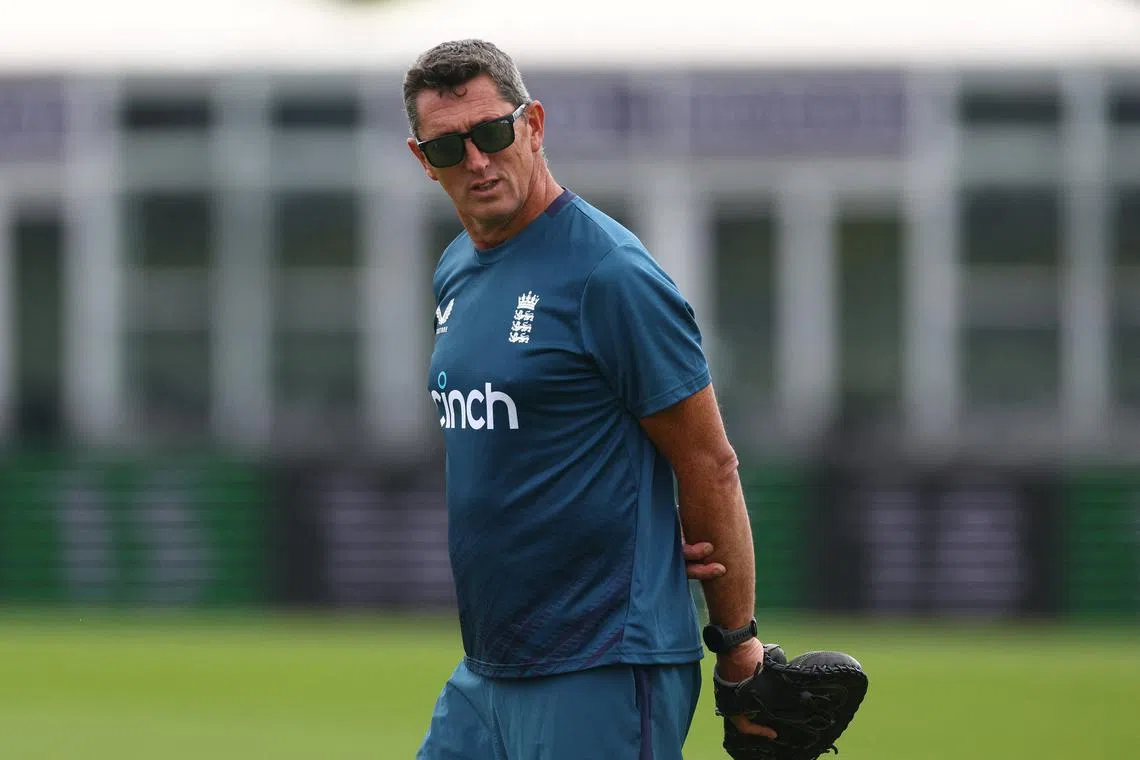 FILE PHOTO: Cricket - Women's T20 International - England v Sri Lanka Practice Sessions - The 1st Central County Ground Hove, Hove, Britain - August 30, 2023 England coach Jon Lewis during training Action Images via Reuters/Matthew Childs/File Photo