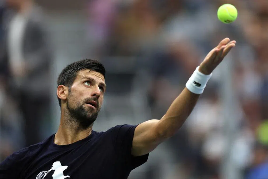 Tennis - U.S. Open - Flushing Meadows, New York, United States - August 25, 2023, Novak Djokovic of Serbia practices ahead of the 2023 the U.S. Open Tennis Championships. REUTERS/Mike Segar