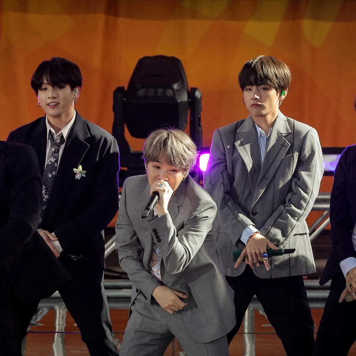 FILE PHOTO: Members of K-Pop band, BTS perform on ABC's 'Good Morning America' show in Central Park in New York City, U.S., May 15, 2019. REUTERS/Brendan McDermid/File Photo