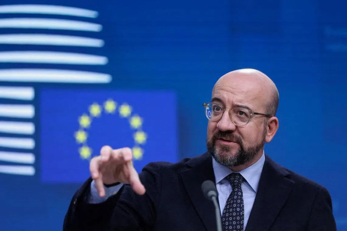 European Council President Charles Michel speaks during the European Union leaders' summit, in Brussels, Belgium December 15, 2023. REUTERS/Johanna Geron/File Photo