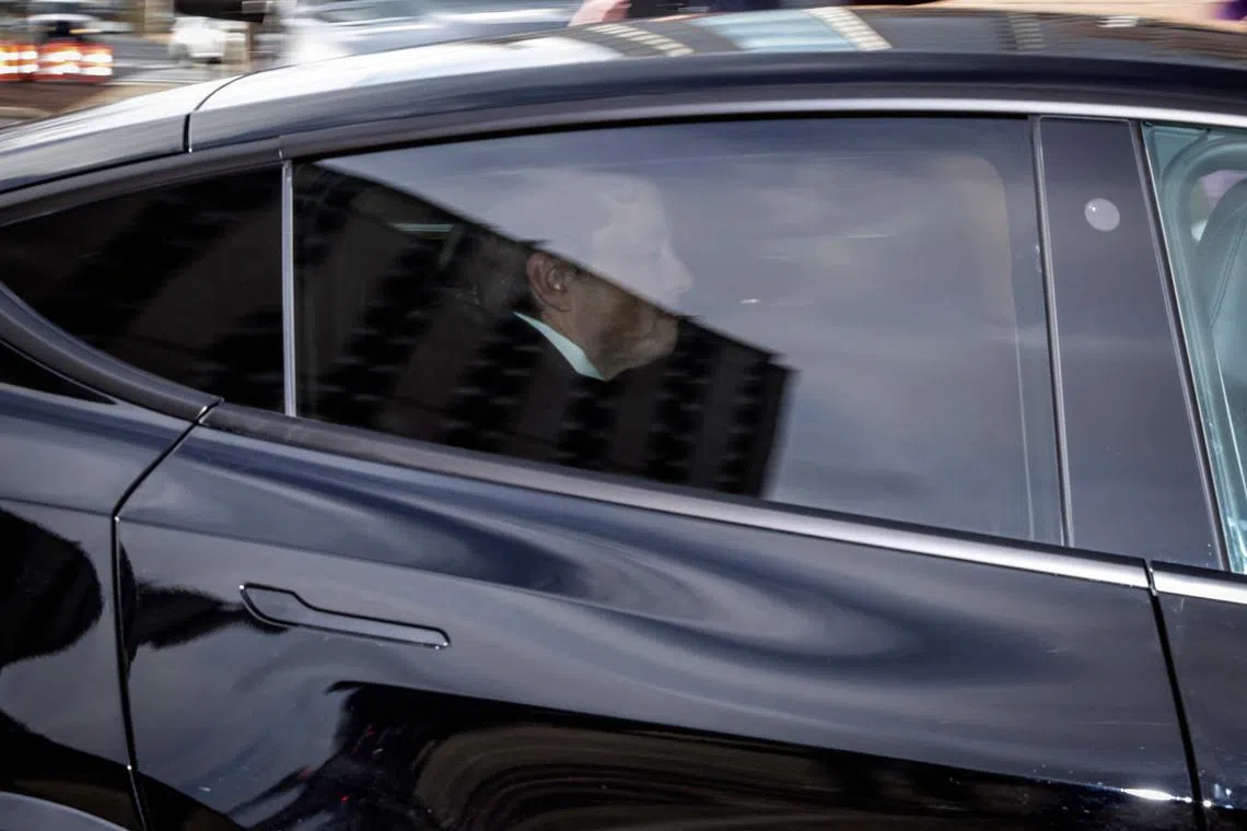 Tesla CEO Elon Musk arrives to testify at the Leonard L. Williams Justice Center in Wilmington on Nov 16, 2022.