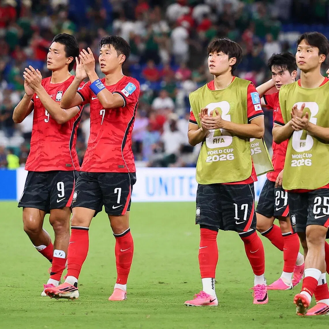 South Korean players applaud their fans after the World Cup match against South Africa in June.