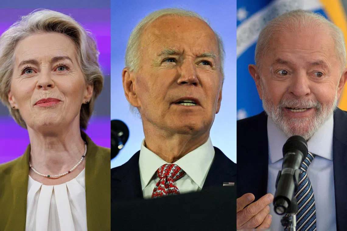(From left) European Commission President Ursula von der Leyen, US President Joe Biden and Brazilian President Luiz Inacio Lula da Silva will not be attending the COP29 summit in Azerbaijan.