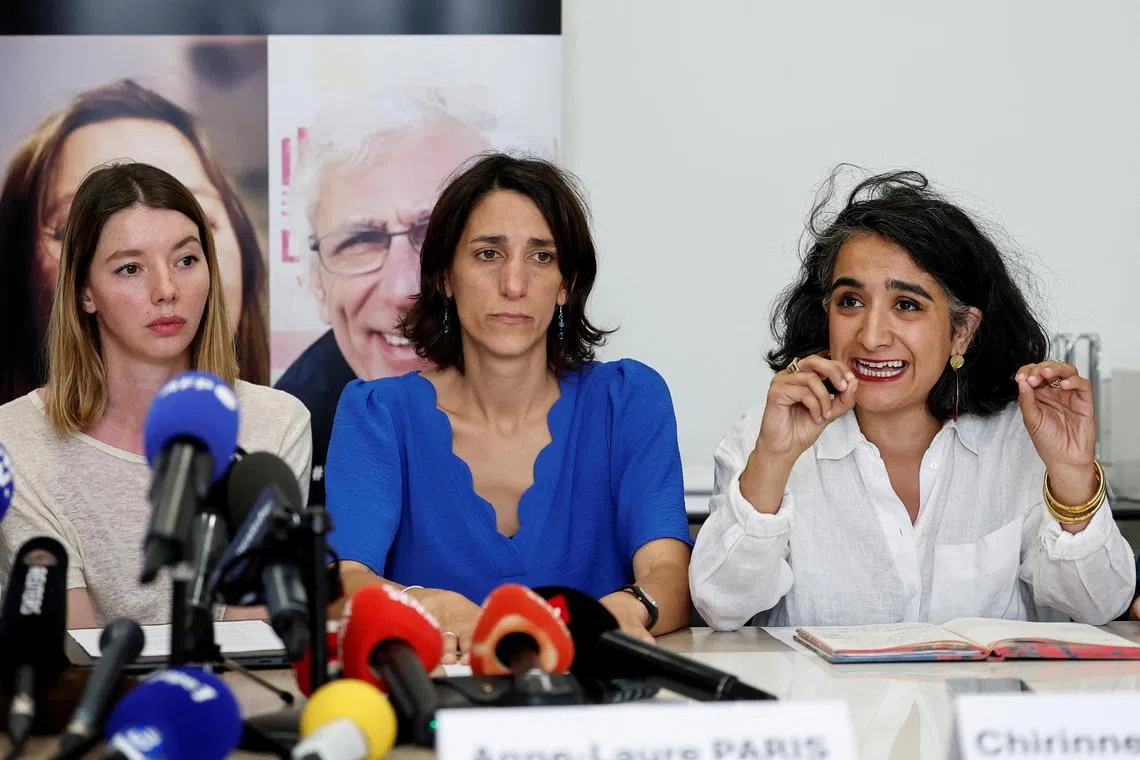 Noemie Kohler, sister of Cecile Kohler, and Anne-Laure Paris, daughter of Jacques Paris, two French citizens who are held in Iran, attend a press conference along with lawyer Chirinne Ardakani, in Paris, France June 27, 2025. REUTERS/Benoit Tessier