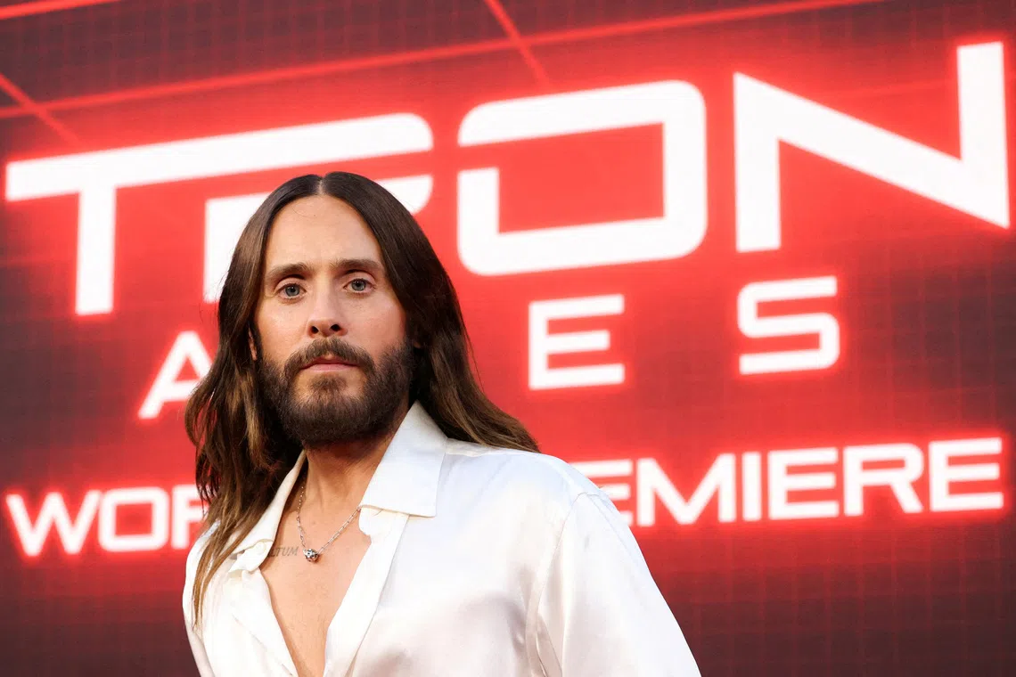 Cast member Jared Leto attending a 2025 premiere for the movie Tron: Ares, in Los Angeles, California.