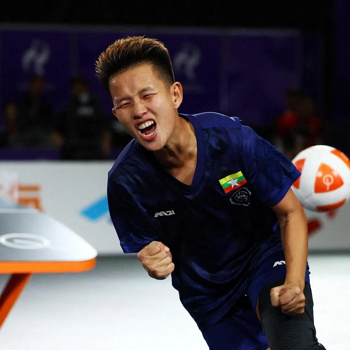 Myanmar’s Wai Khin Hnin (above) celebrates after beating Indonesia’s Sumaya 2-1 in the final to capture the inaugural women’s singles title.